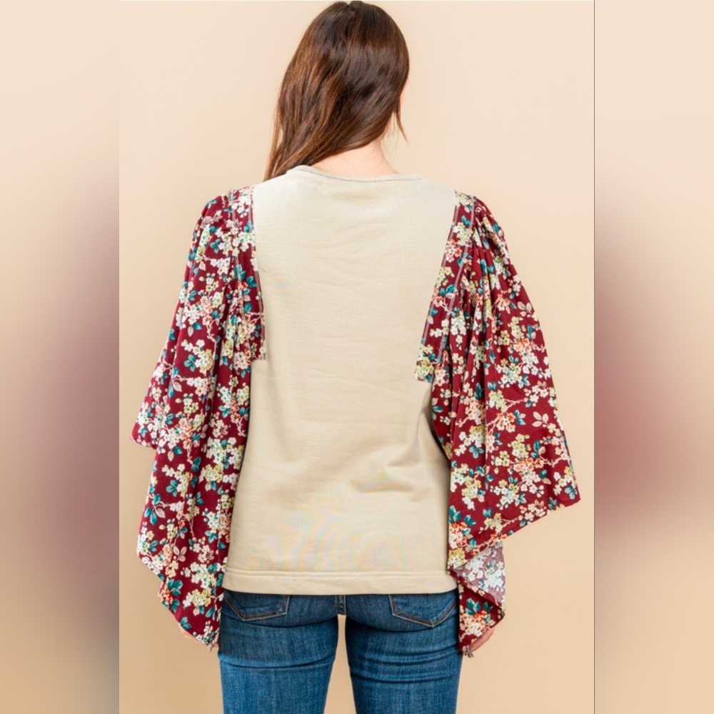 NEW!!! Oddi Floral Flutter Sleeve Blouse, NWT - Picture 8 of 8